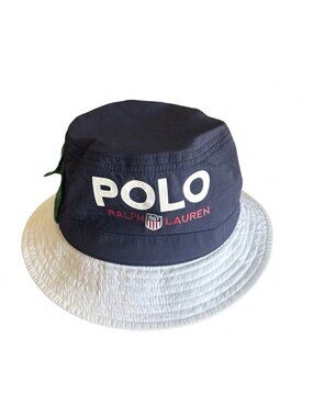 Polo Ralph Lauren Bucket Hat Blue White Green Pocket Preppy Resort Tennis S/M